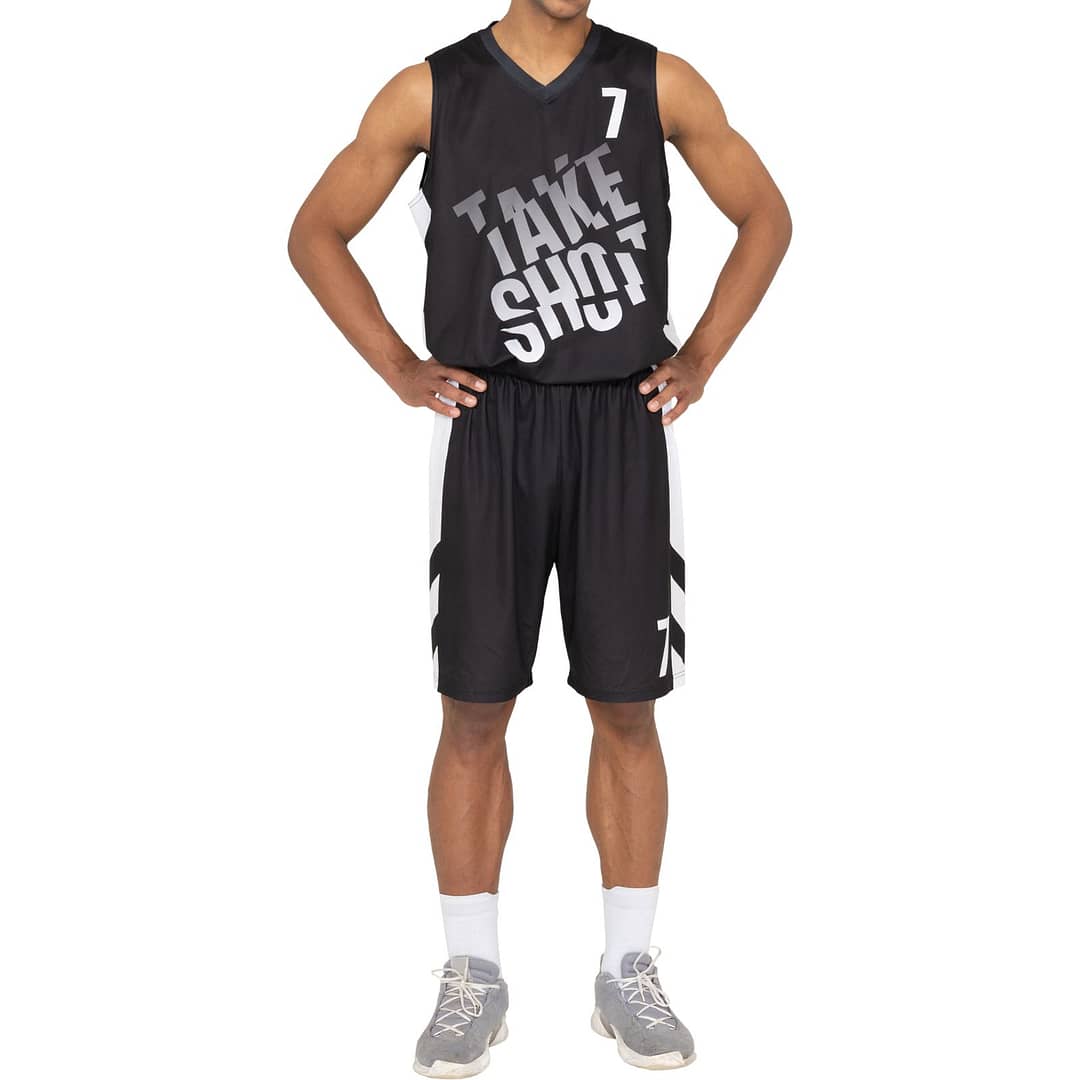 Black Basketball Uniform Manufactured By The Leading Custom Basketball Jerseys Manufacturer in Pakistan, X Athletic Wear.